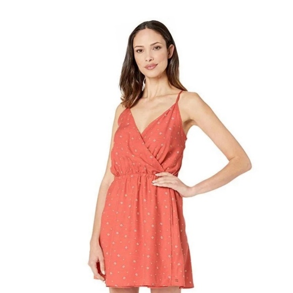 Toad&Co Women's Orange Coral Hillrose Sleeveless Tencel Faux Wrap Dress Small - Picture 9 of 12